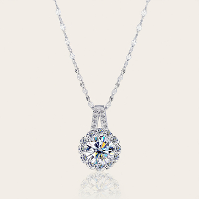 1CT/2CT/3CT VVS Moissanite S925 Silver Sunflower Pendant Necklace