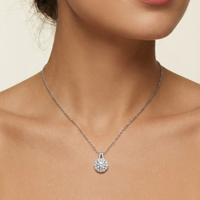 1CT/2CT/3CT VVS Moissanite S925 Silver Sunflower Pendant Necklace