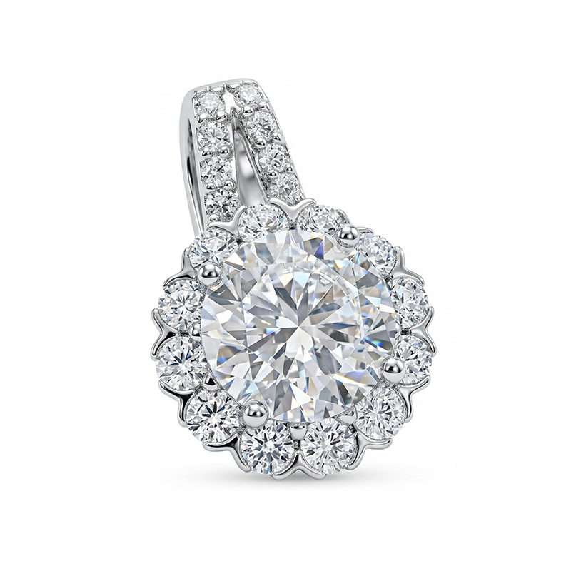 1CT/2CT/3CT VVS Moissanite S925 Silver Sunflower Pendant Necklace