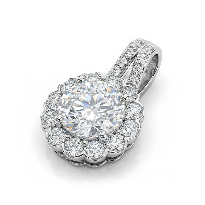 1CT/2CT/3CT VVS Moissanite S925 Silver Sunflower Pendant Necklace