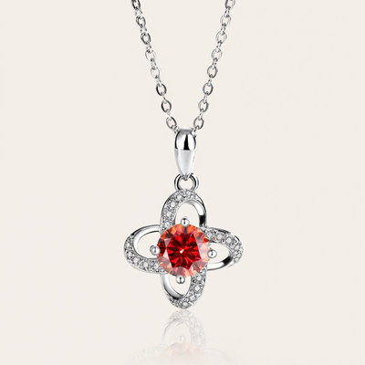 1CT/2CT Round Cut VVS Moissanite S925 Silver Clover Pendant Necklace