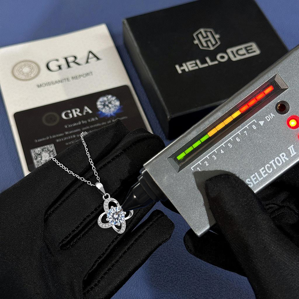 1CT/2CT Round Cut VVS Moissanite S925 Silver Clover Pendant Necklace