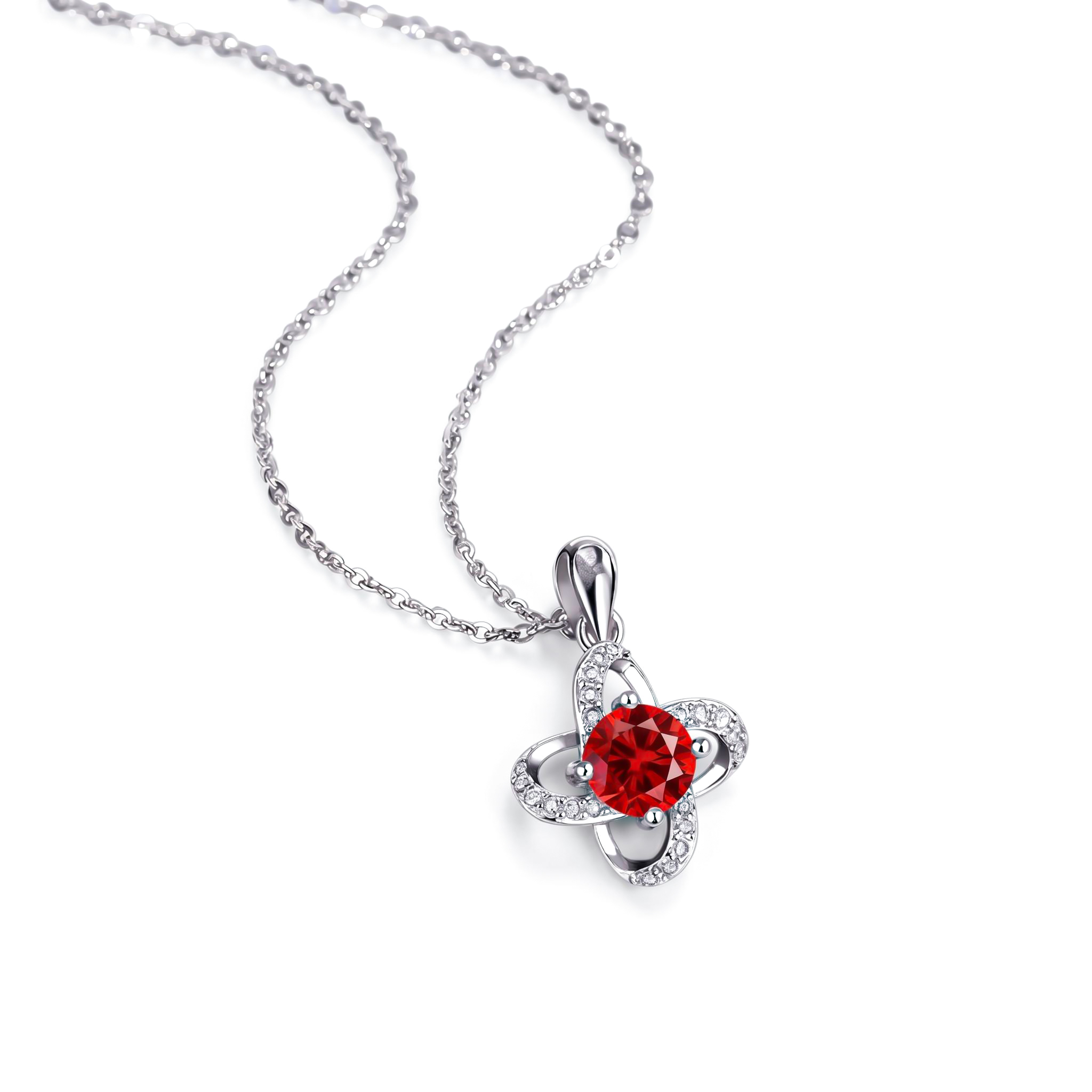 1CT/2CT Round Cut VVS Moissanite S925 Silver Clover Pendant Necklace