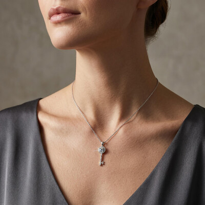 1CT/2CT VVS Moissanite S925 Silver Key Pendant Necklace
