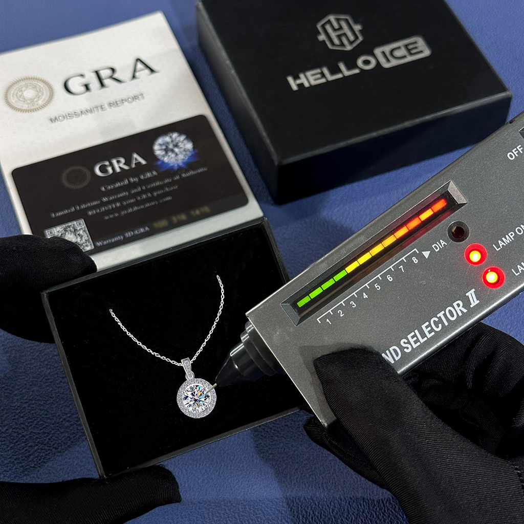 1CT/2CT Round Cut VVS Moissanite S925 Silver Halo Pendent Necklace