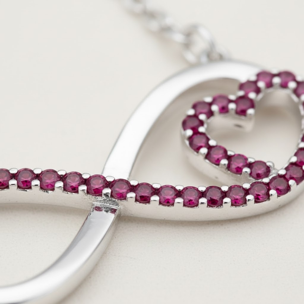 S925 Silver Infinity & Heart Diamond Pendent Necklace