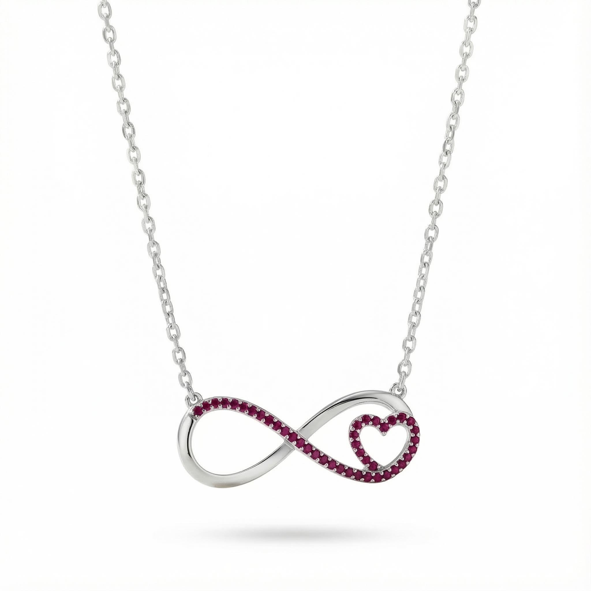 S925 Silver Infinity & Heart Diamond Pendant Necklace