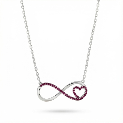 S925 Silver Infinity & Heart Diamond Pendant Necklace