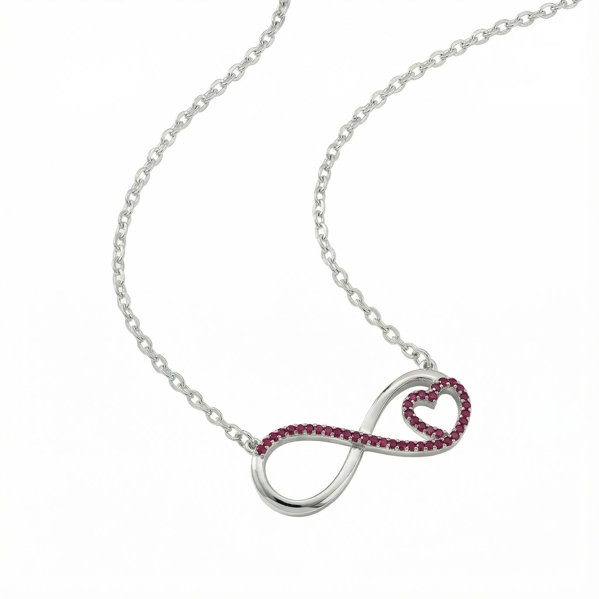 S925 Silver Infinity & Heart Diamond Pendant Necklace
