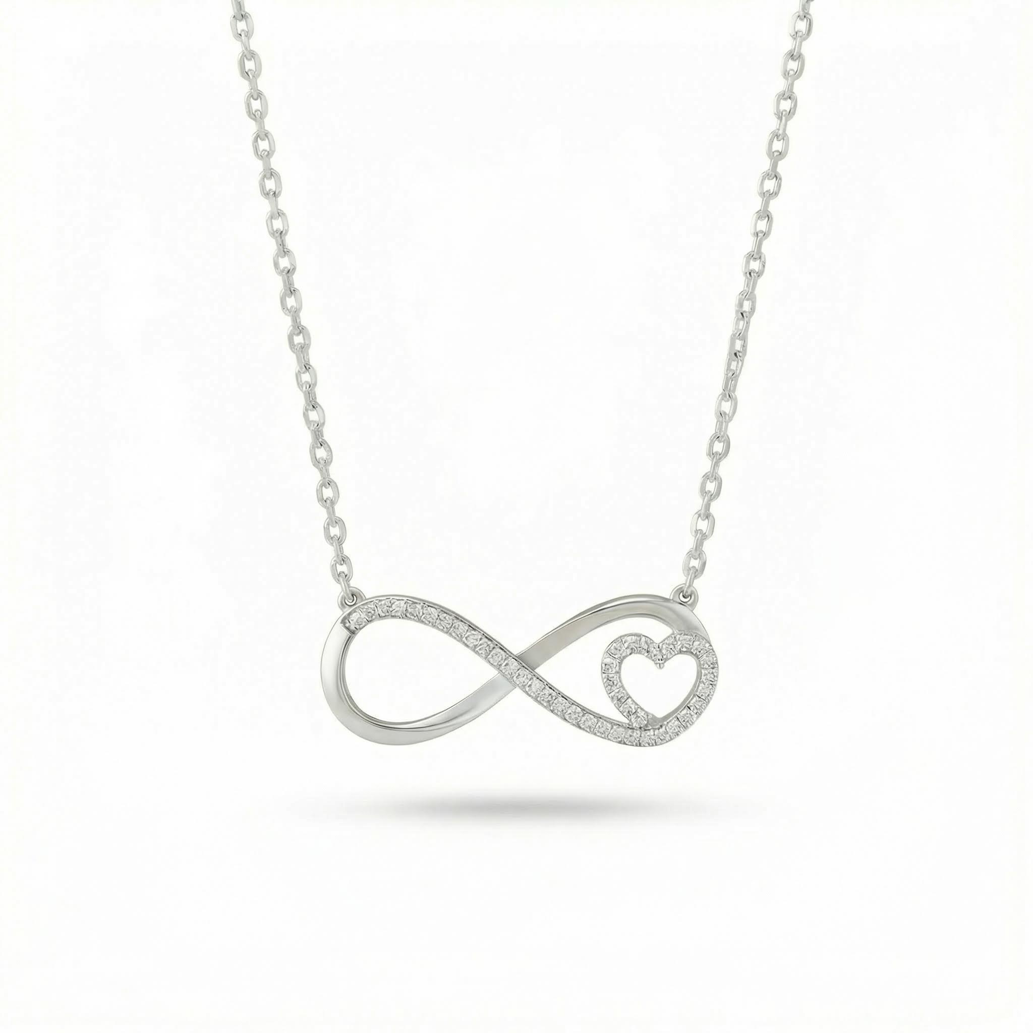 S925 Silver Infinity & Heart Diamond Pendant Necklace