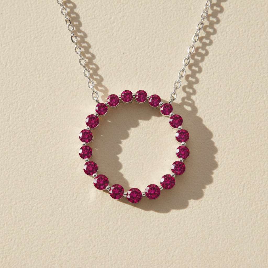 S925 Silver Multicolor Round Diamond Pendant Necklace S925 Silver Multicolor Round Diamond Pendant Necklace