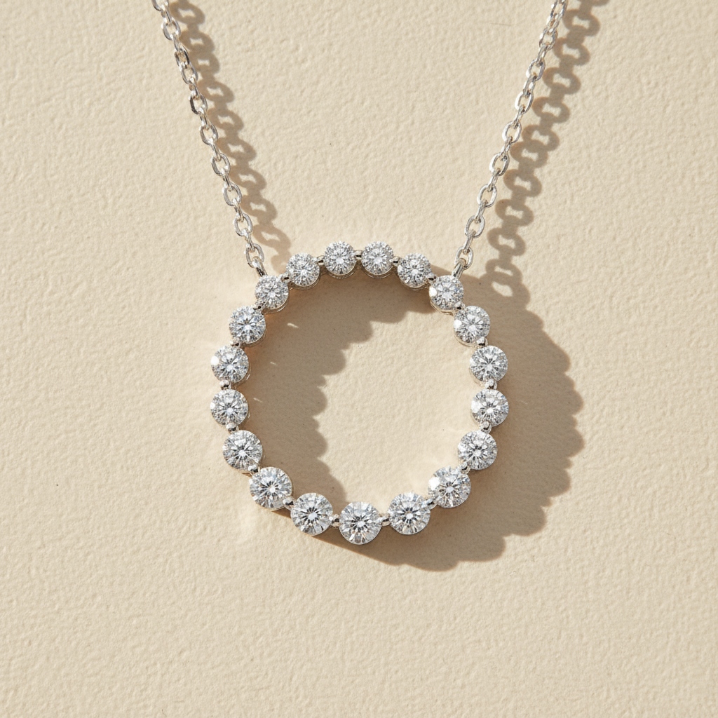 S925 Silver Multicolor Round Diamond Pendant Necklace S925 Silver Multicolor Round Diamond Pendant Necklace