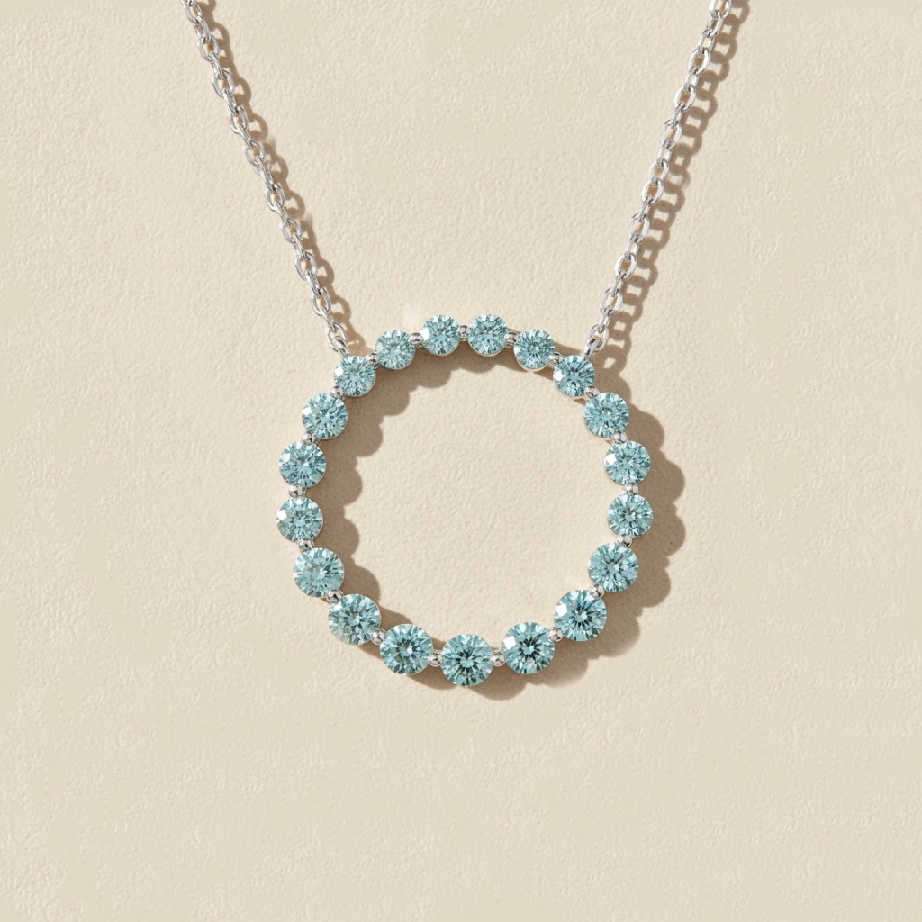 S925 Silver Multicolor Round Diamond Pendant Necklace S925 Silver Multicolor Round Diamond Pendant Necklace