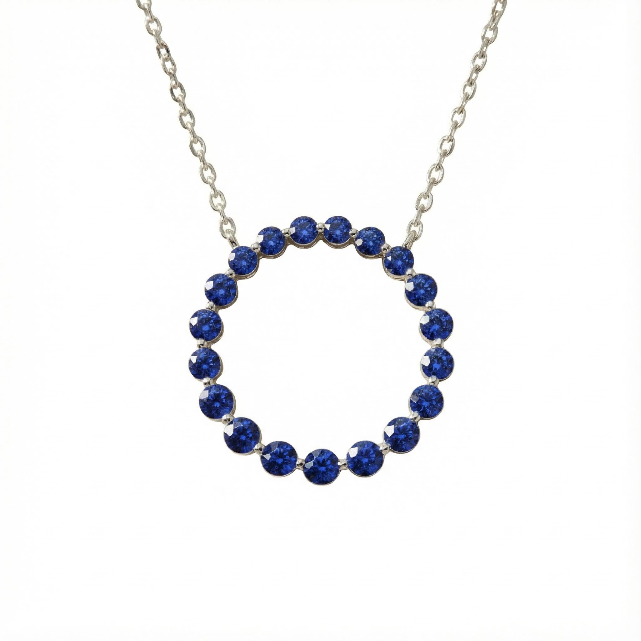 S925 Silver Multicolor Round Diamond Pendant Necklace