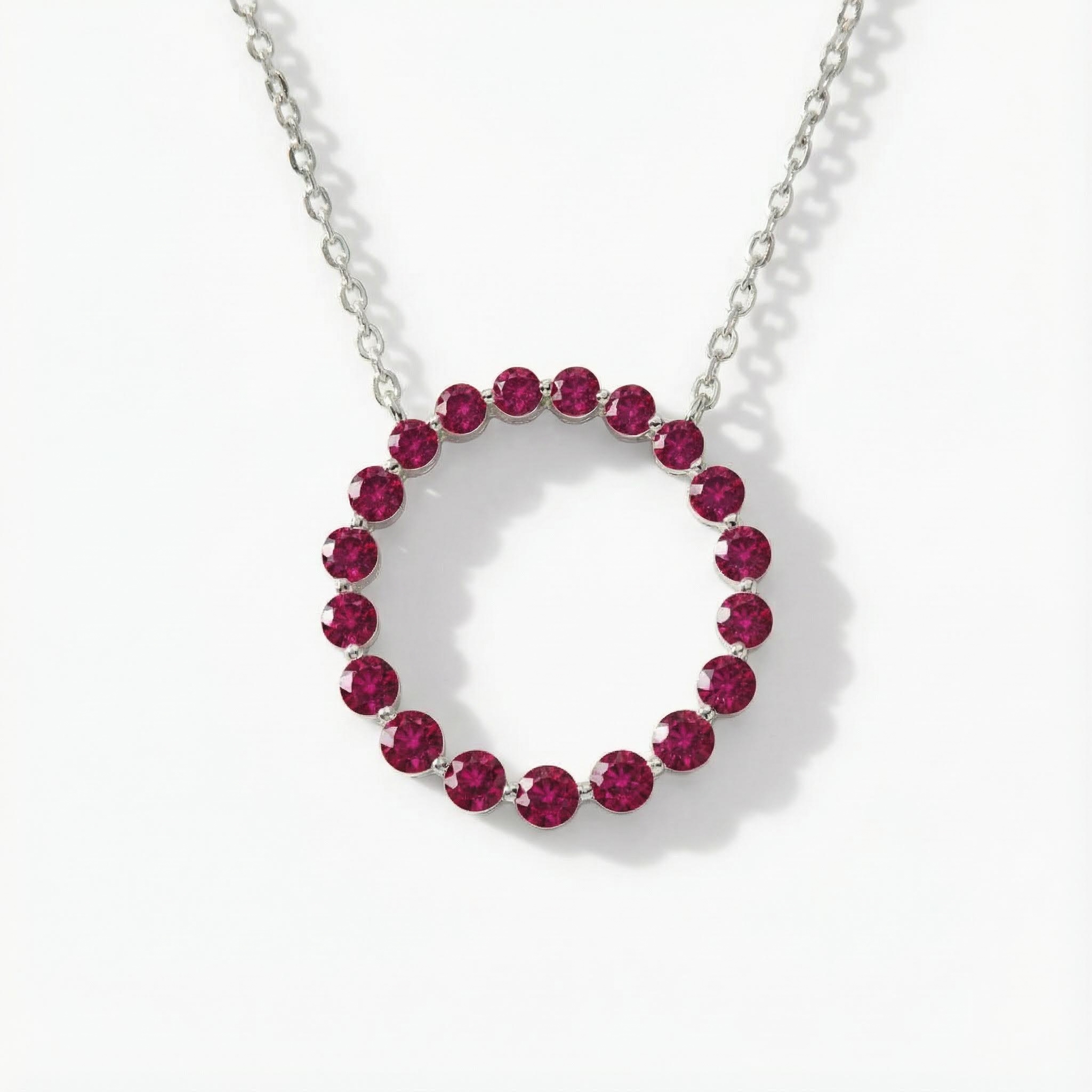 S925 Silver Multicolor Round Diamond Pendant Necklace