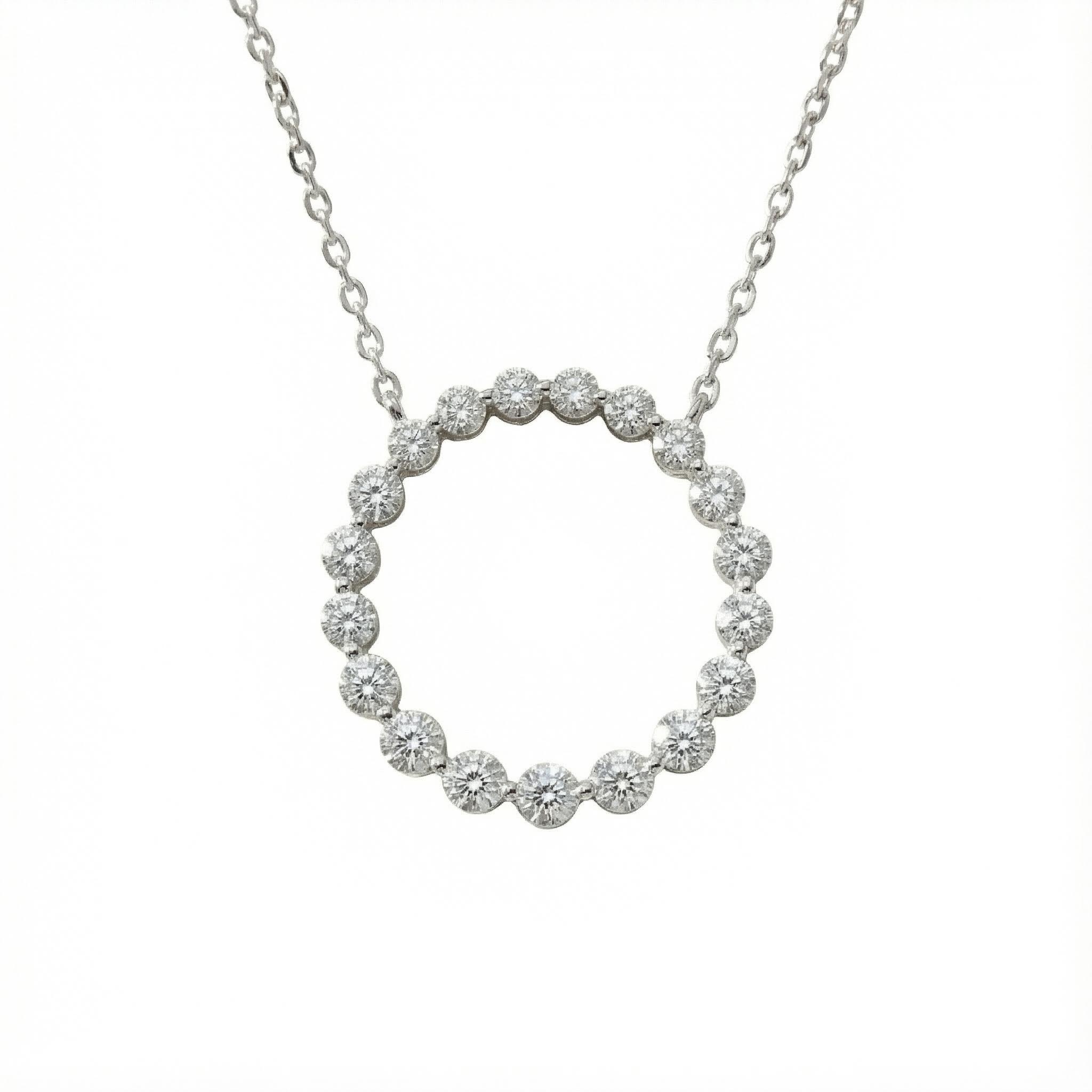 S925 Silver Multicolor Round Diamond Pendant Necklace