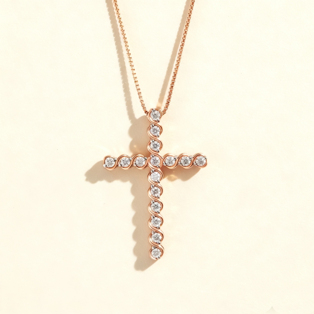 S925 Silver Faithful Cross Full Diamond Pendent Necklace