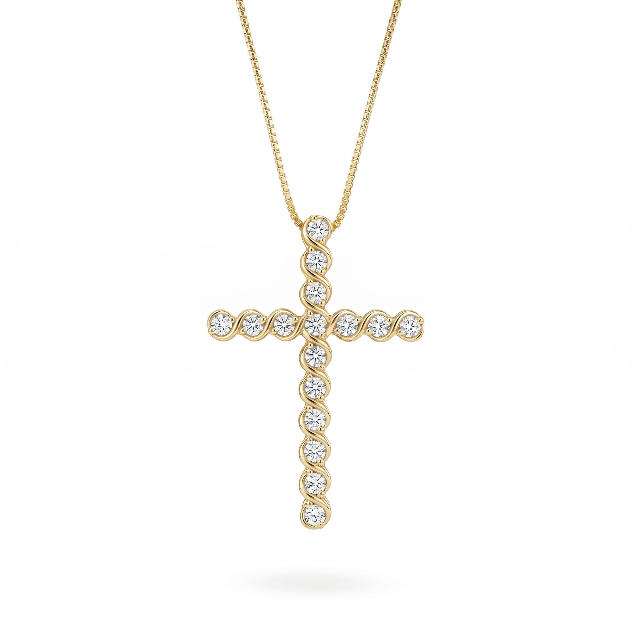 S925 Silver Faithful Cross Full Diamond Pendant Necklace
