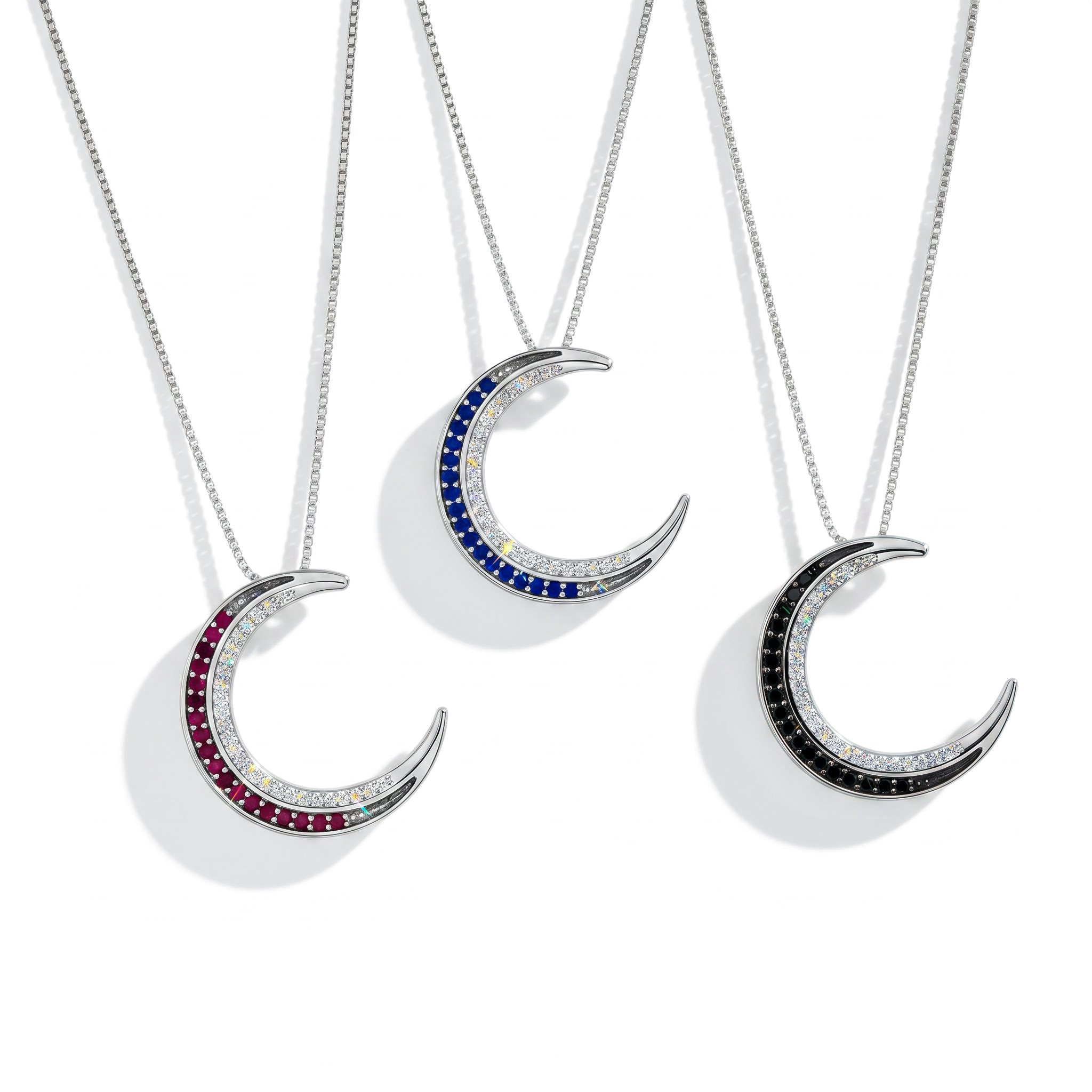 S925 Silver Crescent Moon Diamond Pendant Necklace S925 Silver Crescent Moon Diamond Pendant Necklace