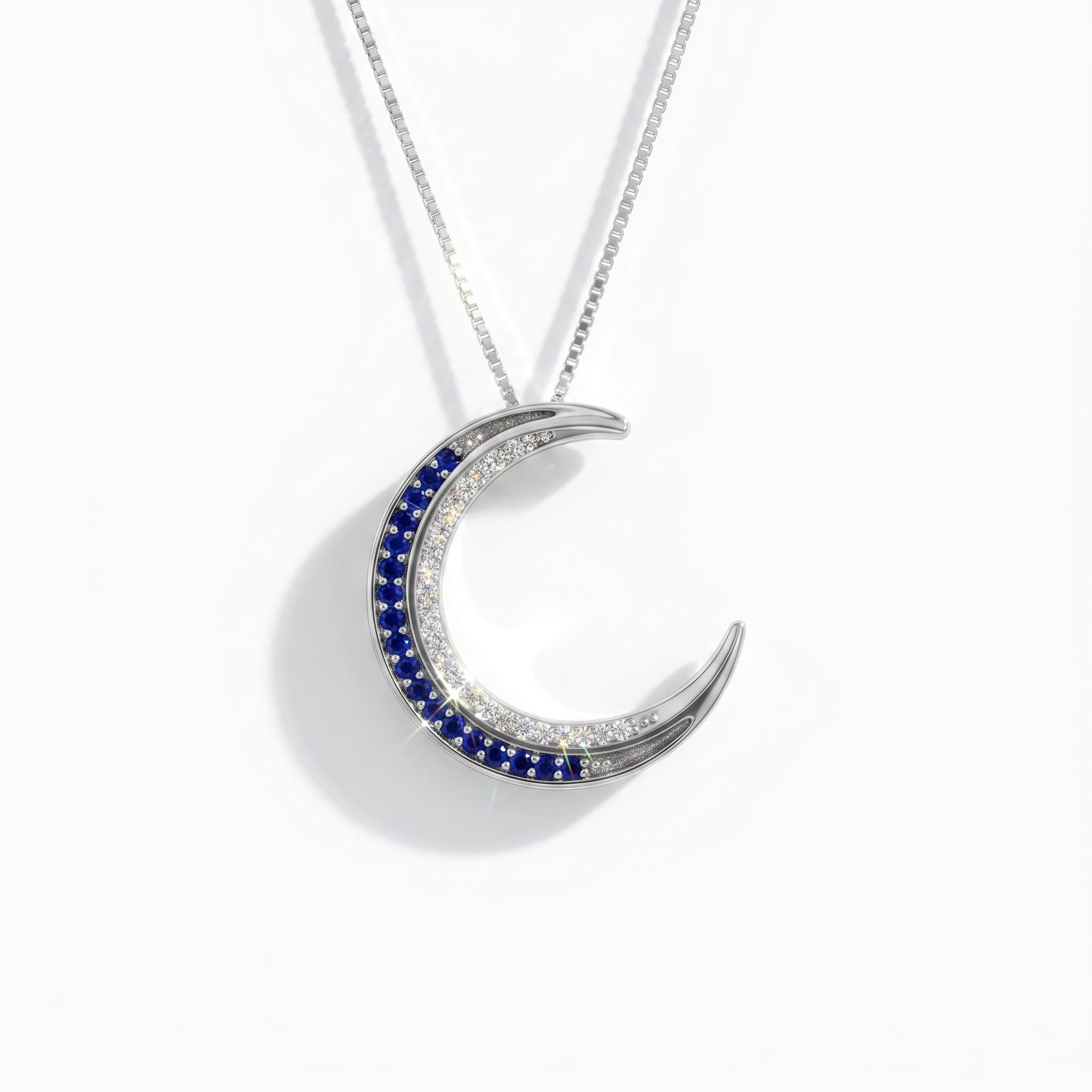 S925 Silver Crescent Moon Diamond Pendant Necklace S925 Silver Crescent Moon Diamond Pendant Necklace