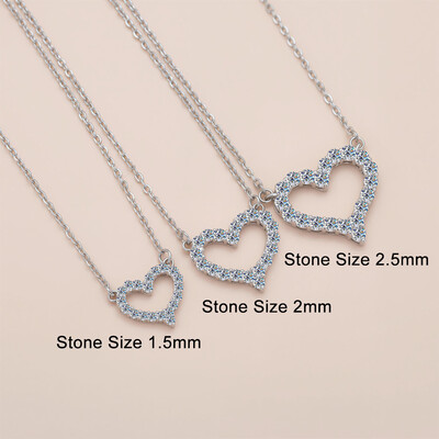 VVS Moissanite S925 Silver Hollow Heart Shape Pendant Necklace