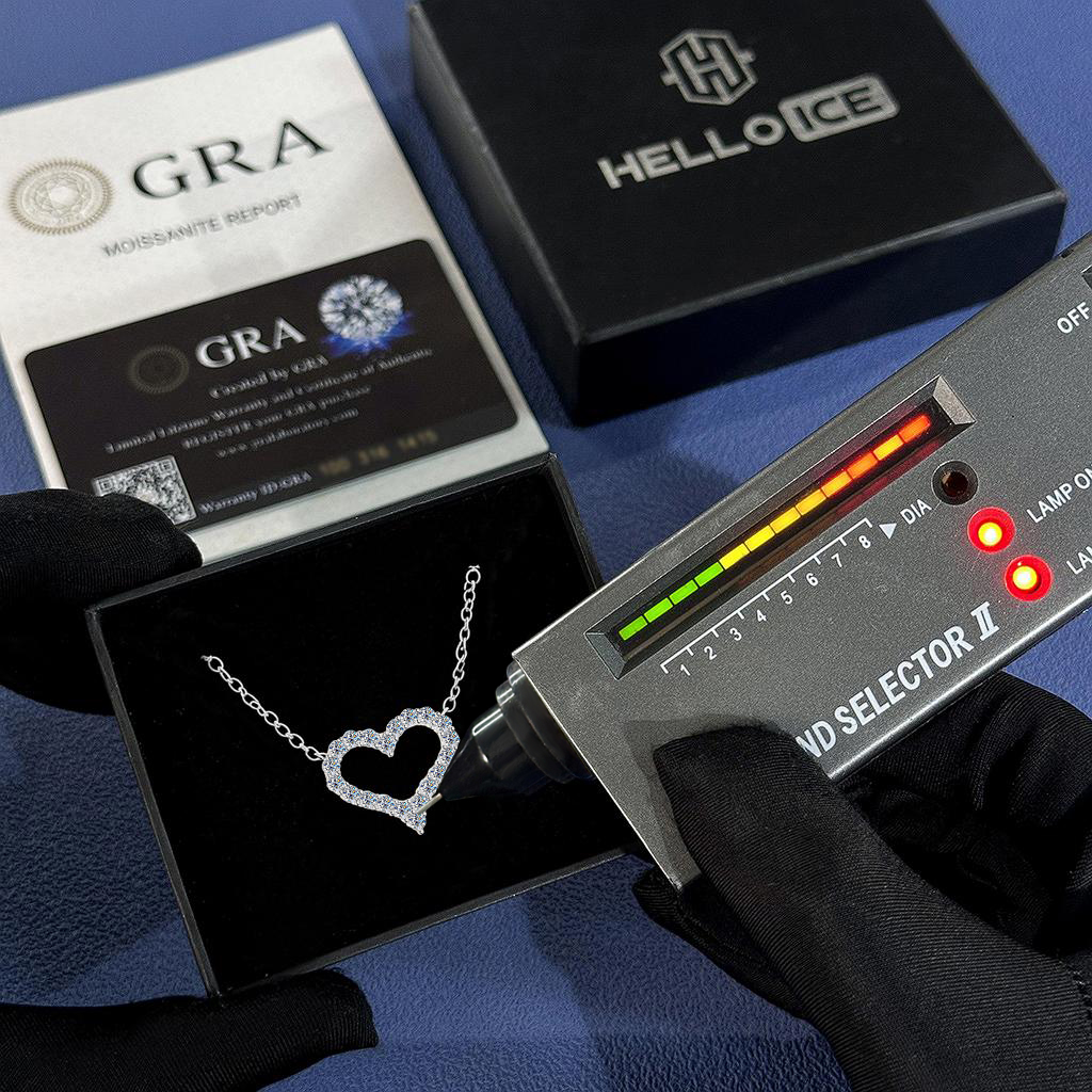 VVS Moissanite S925 Silver Hollow Heart Shape Pendant Necklace