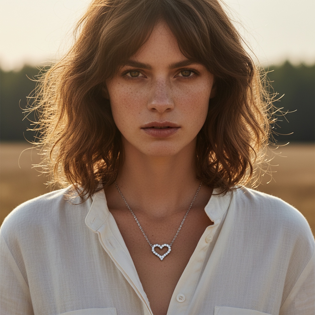 VVS Moissanite S925 Silver Hollow Heart Shape Pendant Necklace