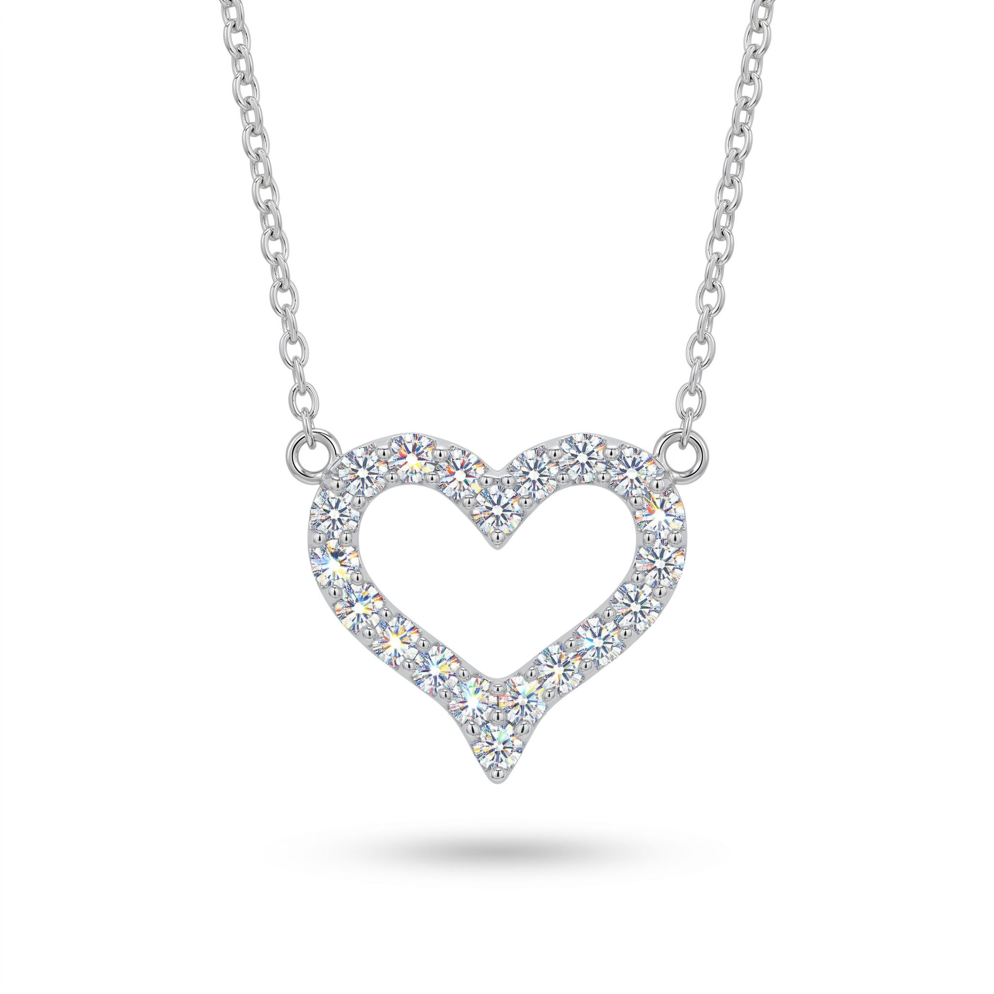 VVS Moissanite S925 Silver Hollow Heart Shape Pendant Necklace VVS Moissanite S925 Silver Hollow Heart Shape Pendant Necklace