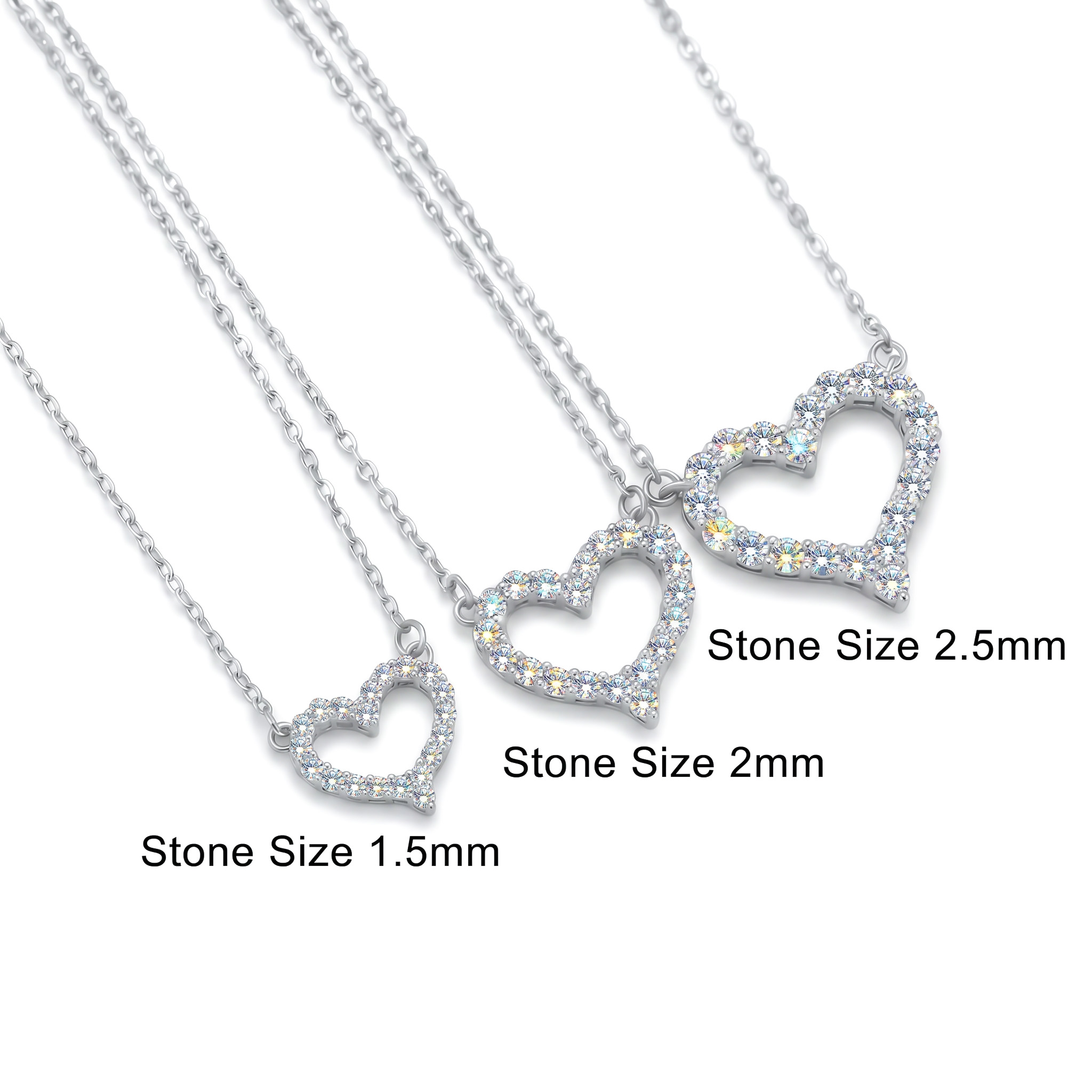 VVS Moissanite S925 Silver Hollow Heart Shape Pendant Necklace VVS Moissanite S925 Silver Hollow Heart Shape Pendant Necklace