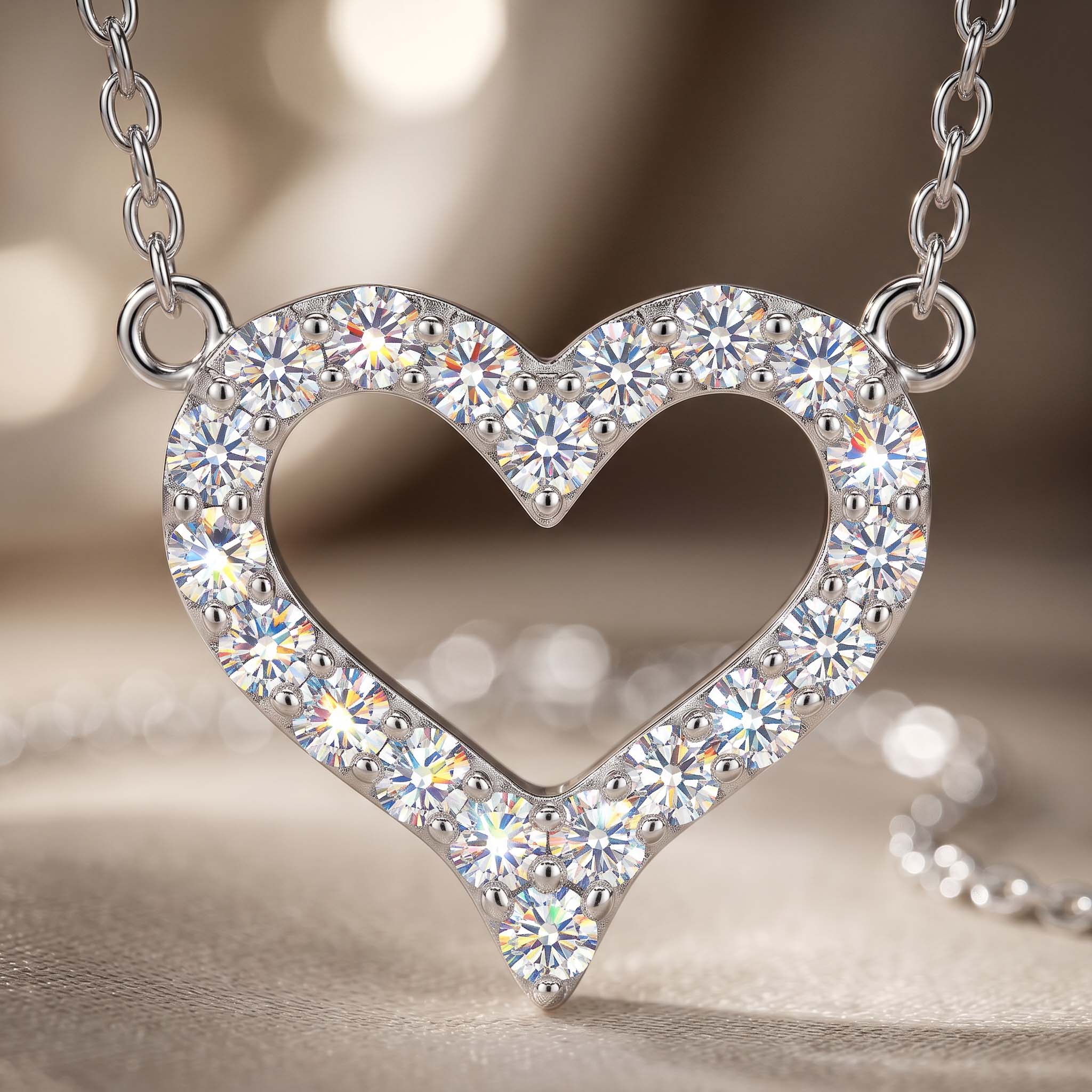 VVS Moissanite S925 Silver Hollow Heart Shape Pendant Necklace VVS Moissanite S925 Silver Hollow Heart Shape Pendant Necklace
