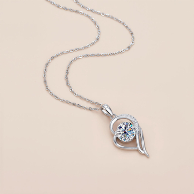 VVS Moissanite S925 Silver Forever Love Heart Pendent Necklace