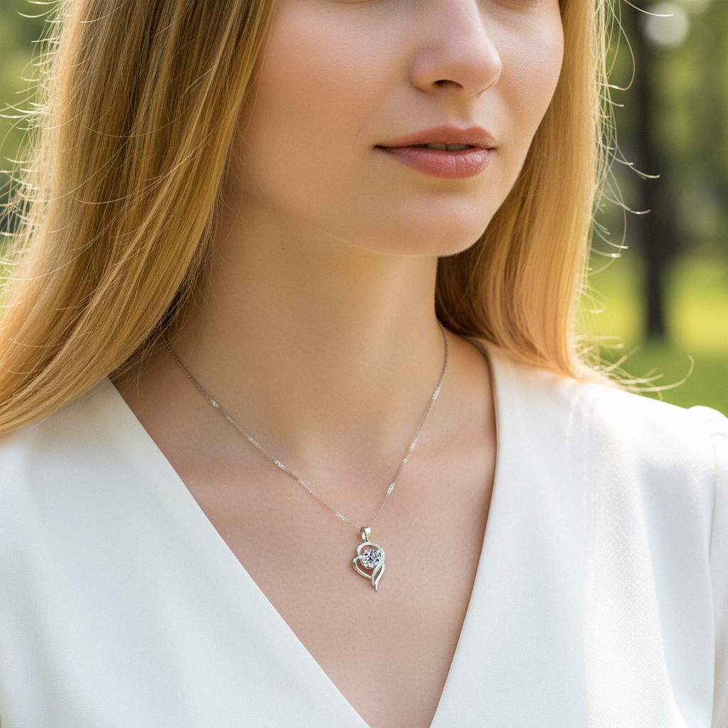 VVS Moissanite S925 Silver Forever Love Heart Pendent Necklace