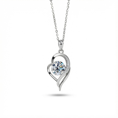 VVS Moissanite S925 Silver Forever Love Heart Pendent Necklace