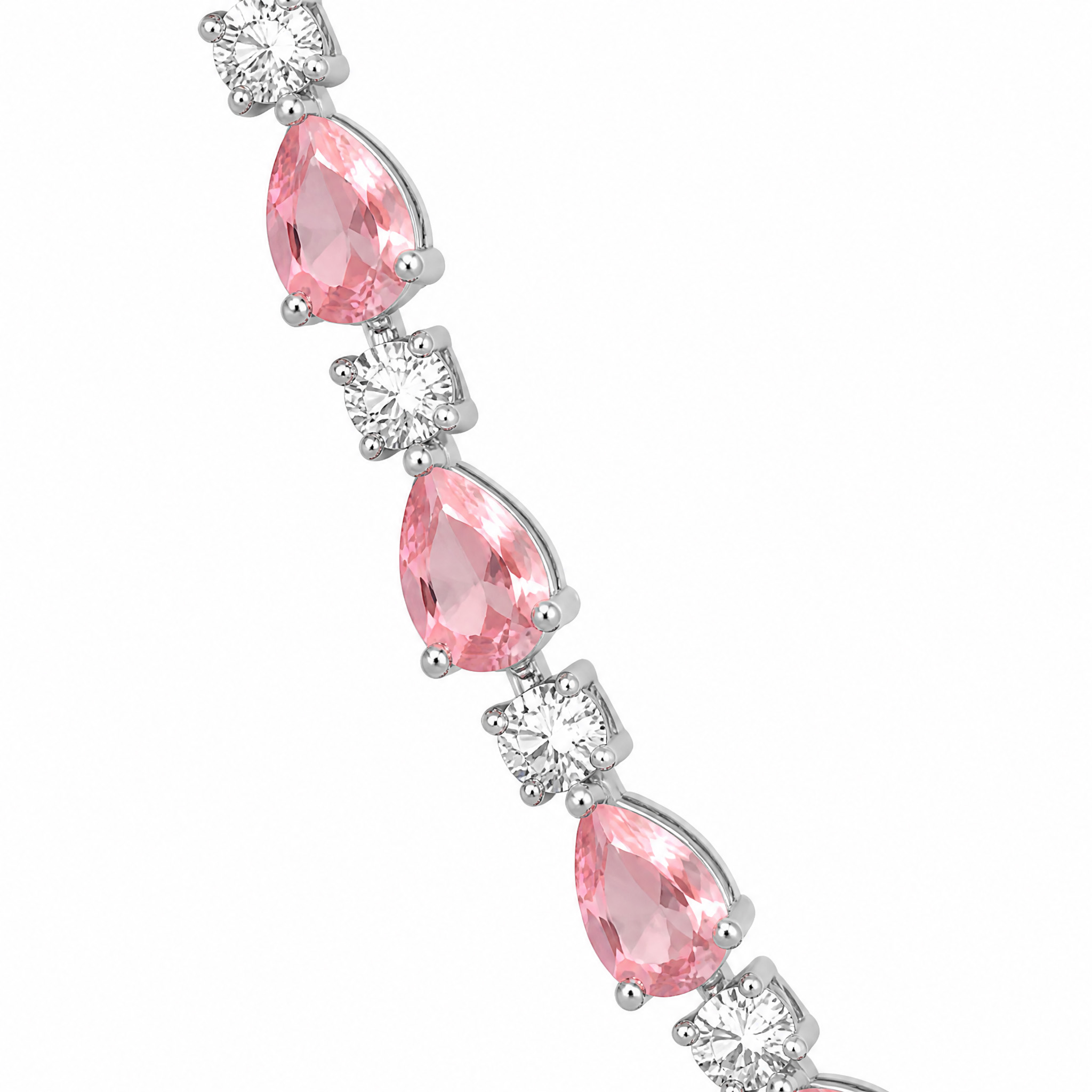 Pink Pear Cut and Round Diamond Tennis Necklace Pink Pear Cut and Round Diamond Tennis Necklace