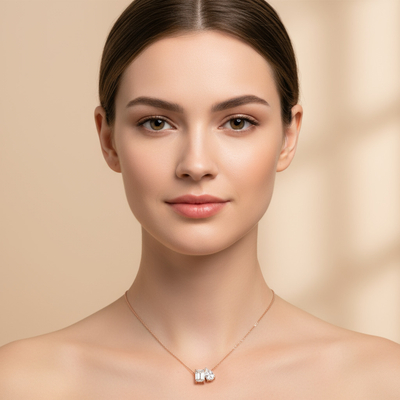 Emerald & Pear Cut Diamond Pendent Necklace