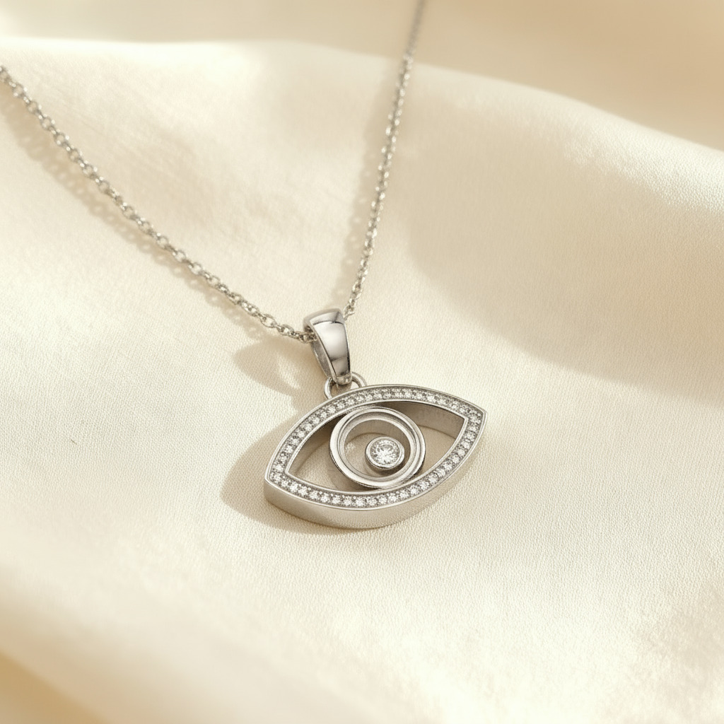 S925 Silver Evil Eye Dancing Diamonds Pendant Necklace