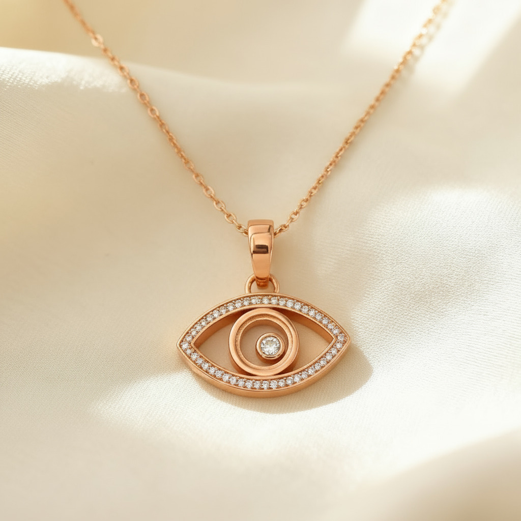 S925 Silver Evil Eye Dancing Diamonds Pendant Necklace