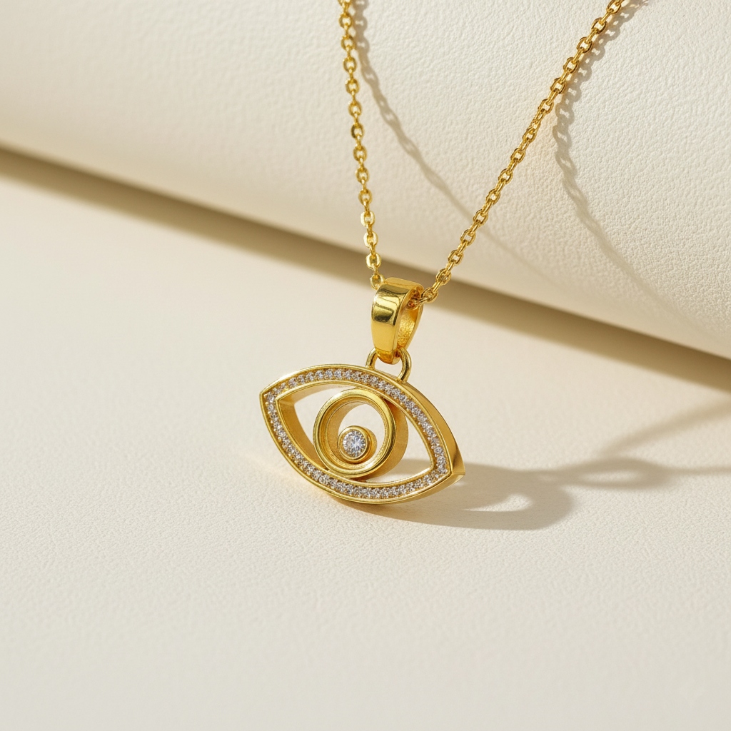 S925 Silver Evil Eye Dancing Diamonds Pendant Necklace