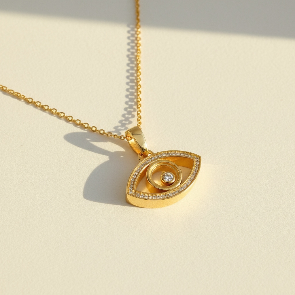 S925 Silver Evil Eye Dancing Diamonds Pendant Necklace