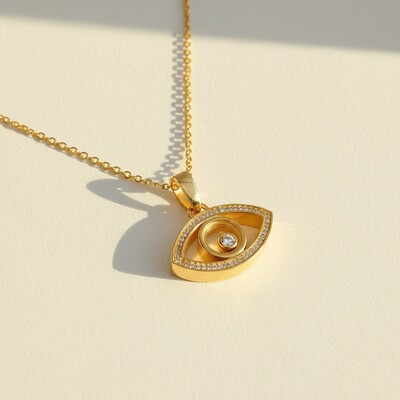 S925 Silver Evil Eye Dancing Diamonds Pendant Necklace