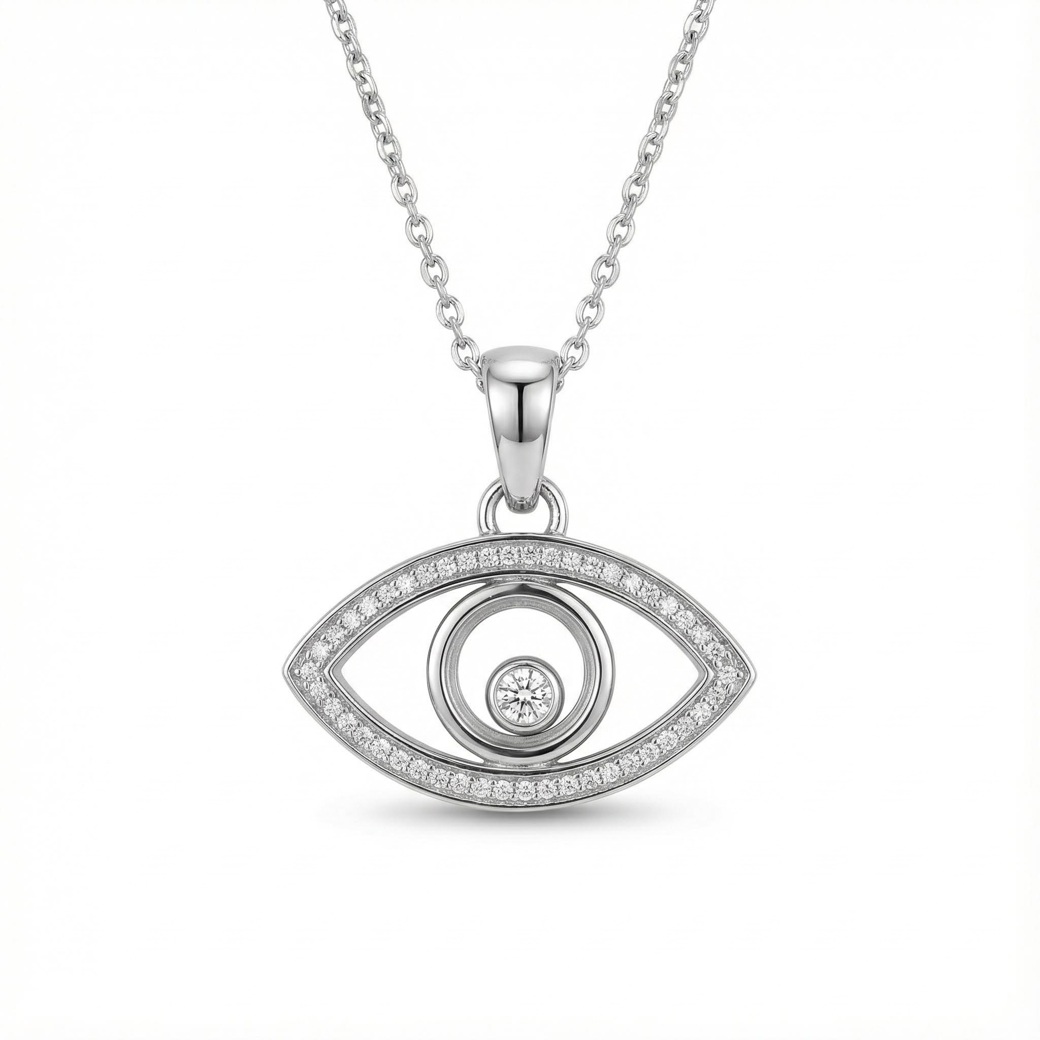 S925 Silver Evil Eye Dancing Diamonds Pendant Necklace