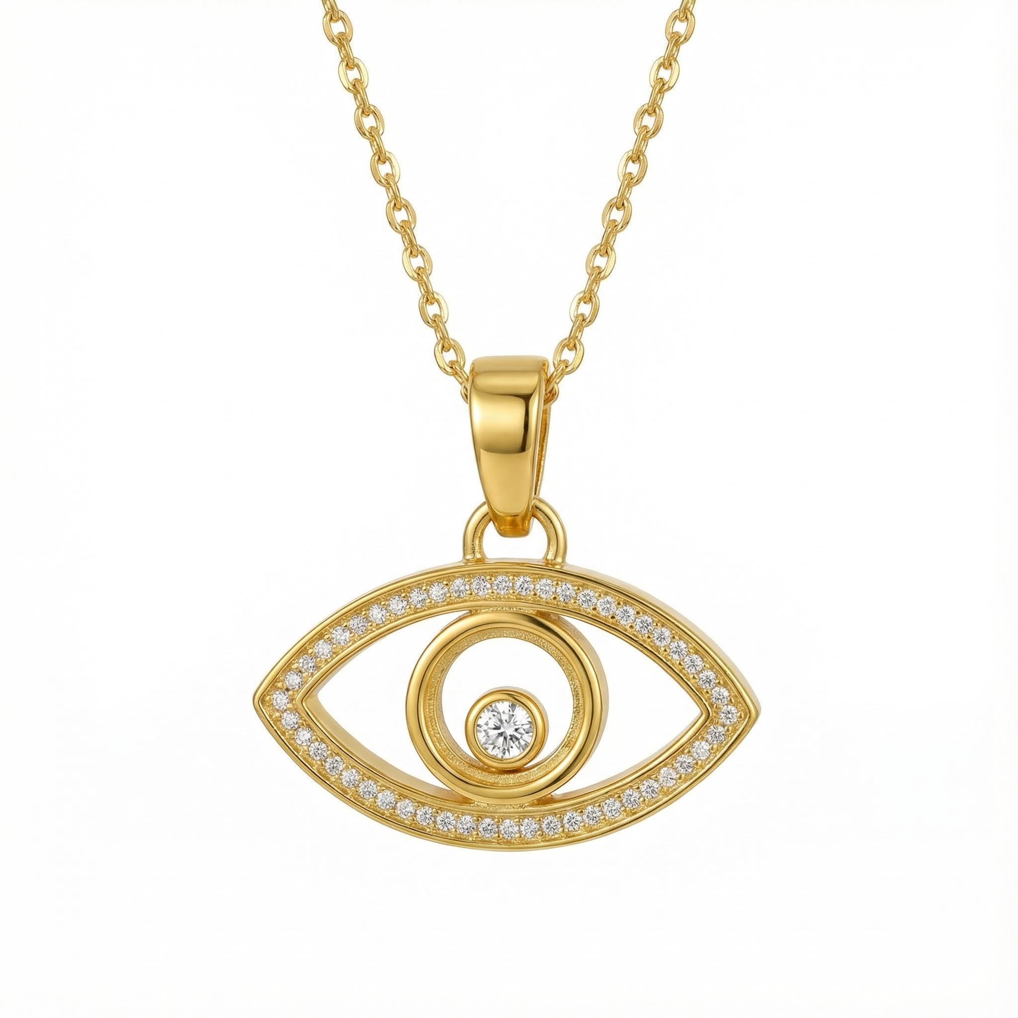 S925 Silver Evil Eye Dancing Diamonds Pendant Necklace