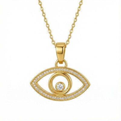 S925 Silver Evil Eye Dancing Diamonds Pendant Necklace S925 Silver Evil Eye Dancing Diamonds Pendant Necklace