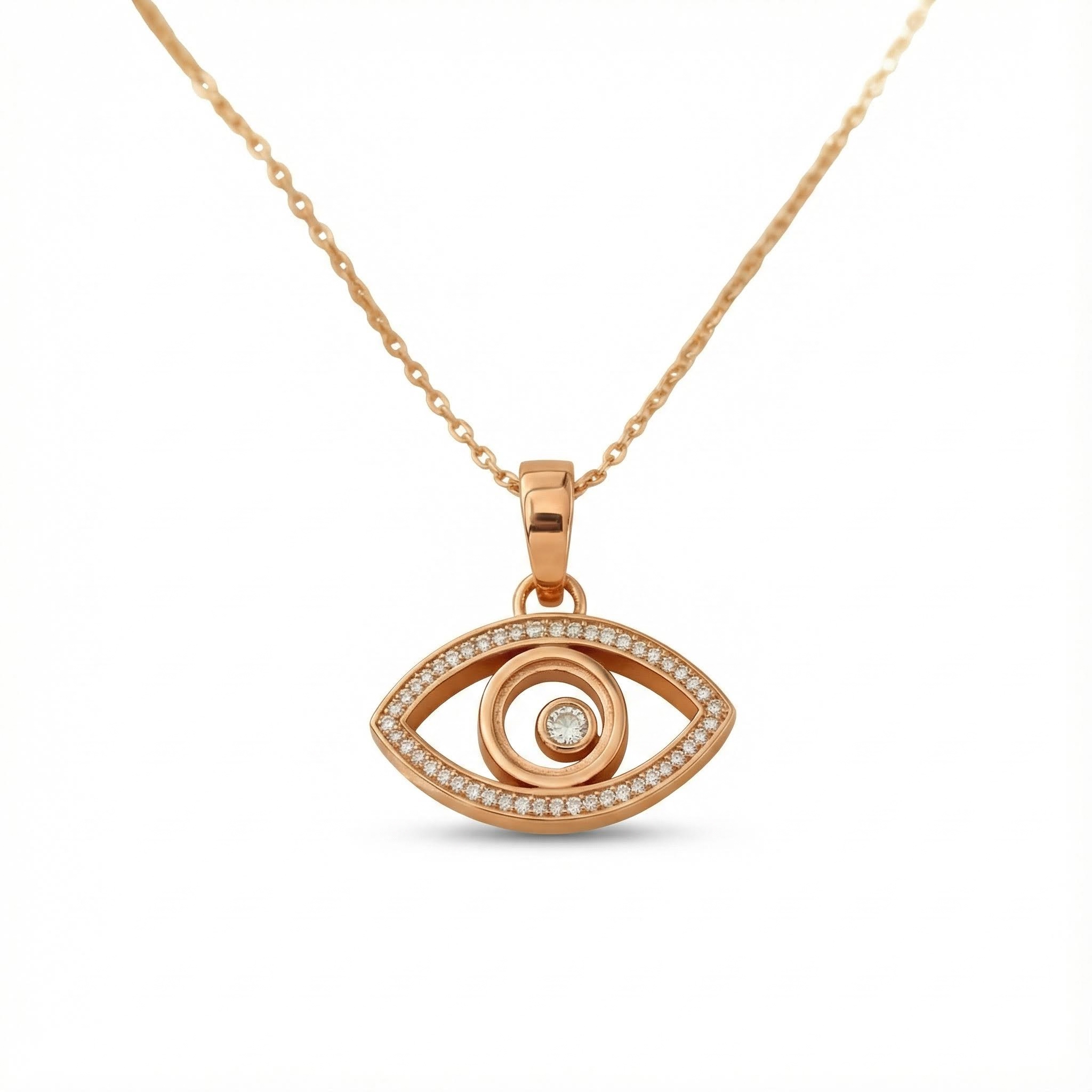 S925 Silver Evil Eye Dancing Diamonds Pendant Necklace