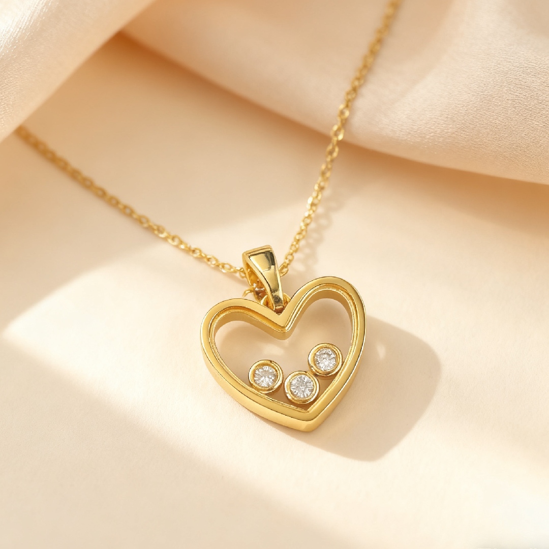 S925 Silver Heart Shape Dancing Diamonds Pendent Necklace