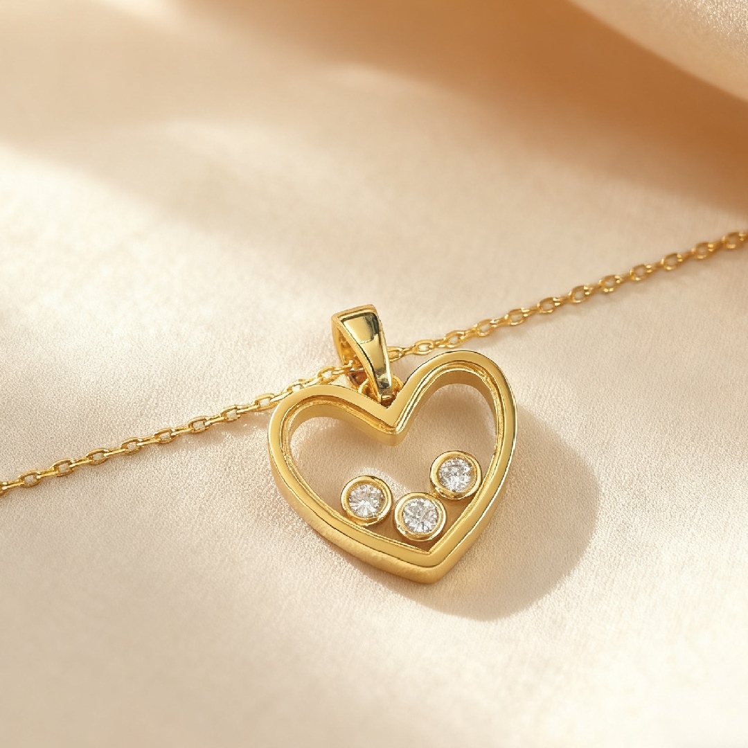 S925 Silver Heart Shape Dancing Diamonds Pendent Necklace