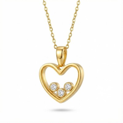 S925 Silver Heart Shape Dancing Diamonds Pendent Necklace S925 Silver Heart Shape Dancing Diamonds Pendent Necklace