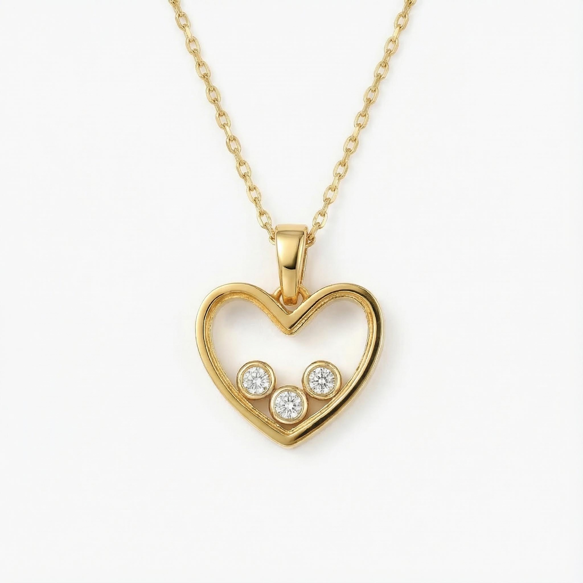 S925 Silver Heart Shape Dancing Diamonds Pendent Necklace
