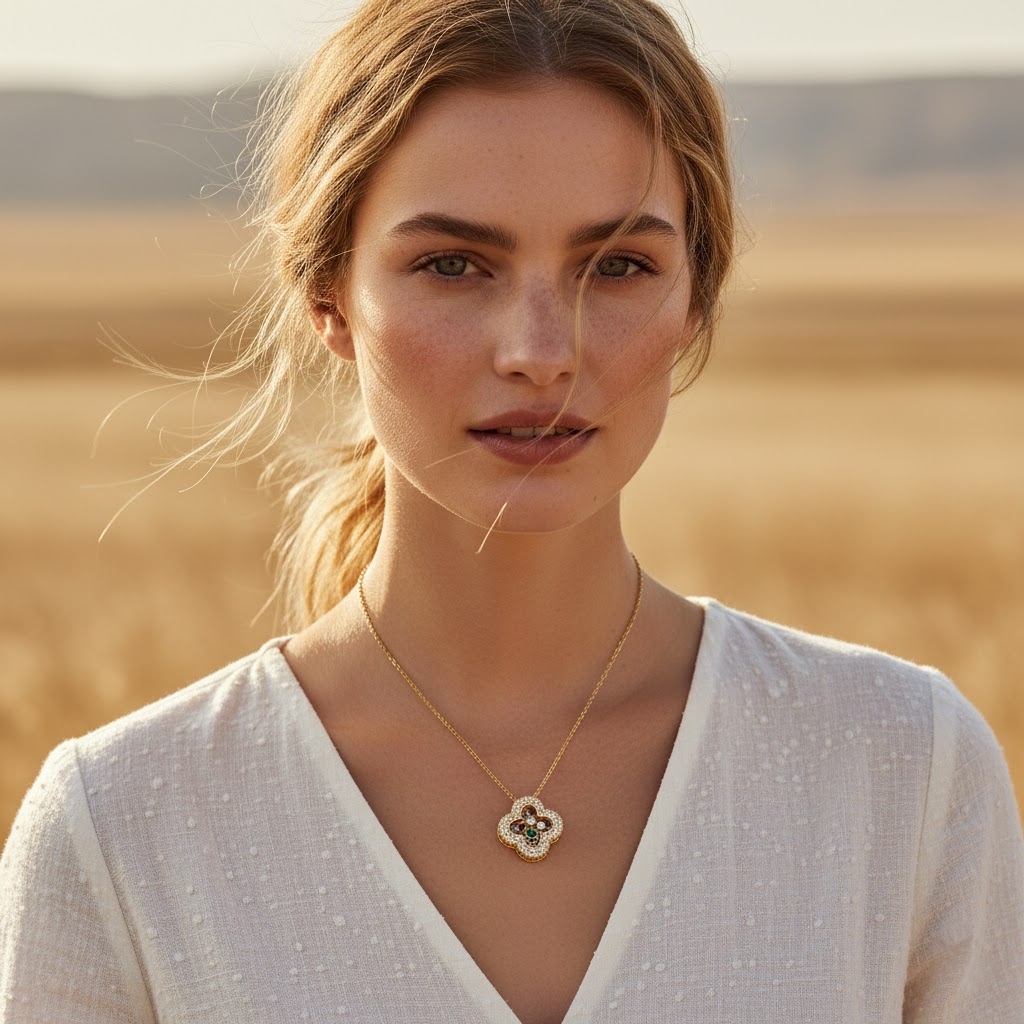 S925 Silver Clover Shaped Dancing Diamonds Pendent Necklace