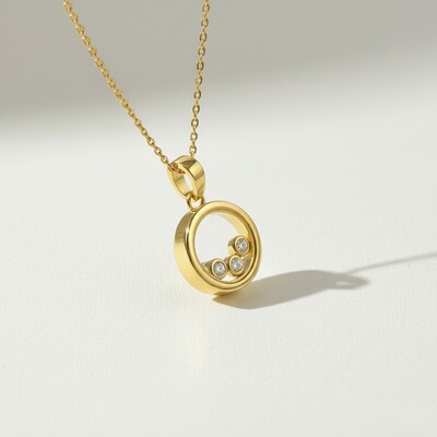 S925 Silver Round Shape Dancing Diamonds Pendent Necklace